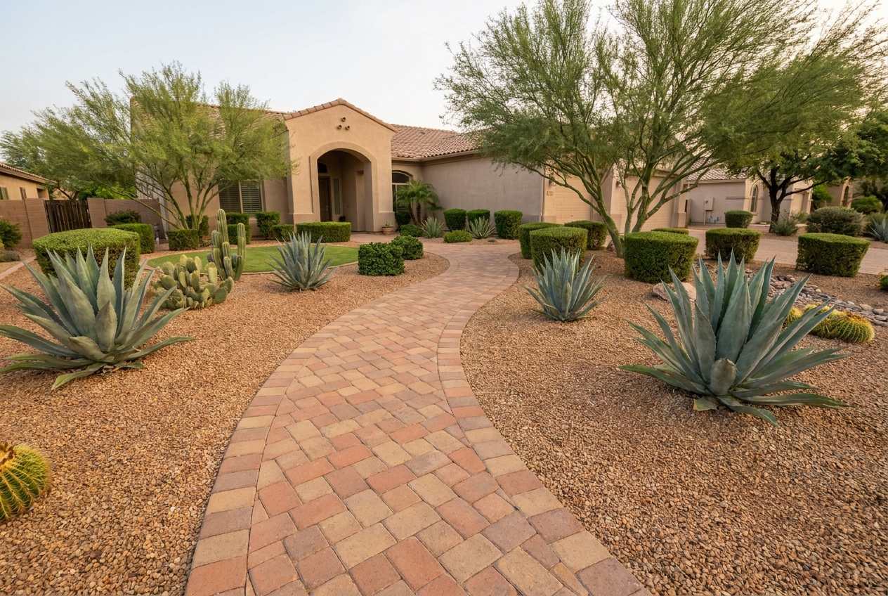 Travertine pavers & hardscape in Sun City, AZ